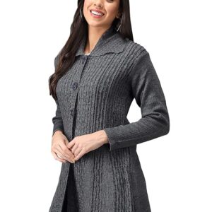 eKools Women Wool Blend Banded Collar Cardigan